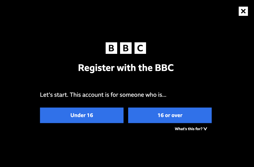 BBC iPlayer TV Code Screen